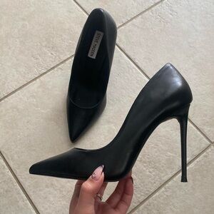 Black Leather Steve Madden Stiletto Heel